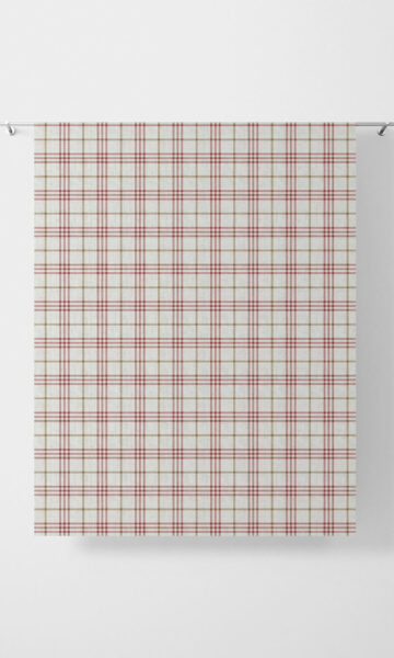 'Abalone Shell' Modern Check Window Curtains (Linen White/ Red) - Image 4