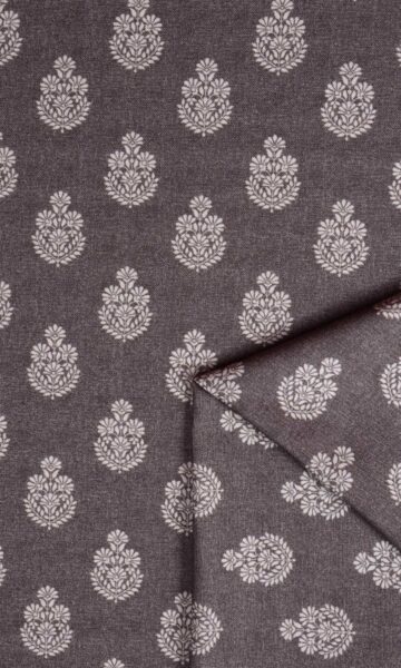 'Galib' Floral Cotton Made-to-Order Drapes (Charcoal Grey) - Image 5