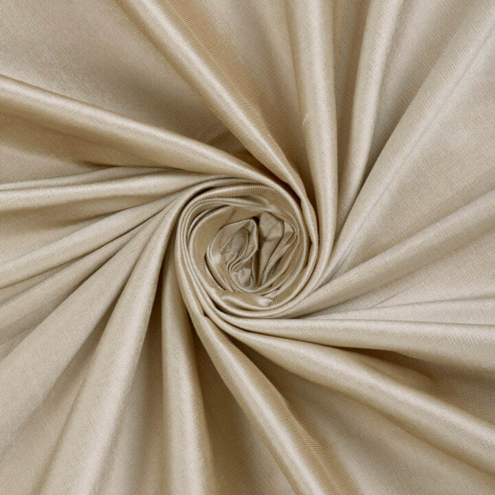 ‘Tifoz’ Shantung Silk Custom Size Drapery (Ecru/ Tan Brown)