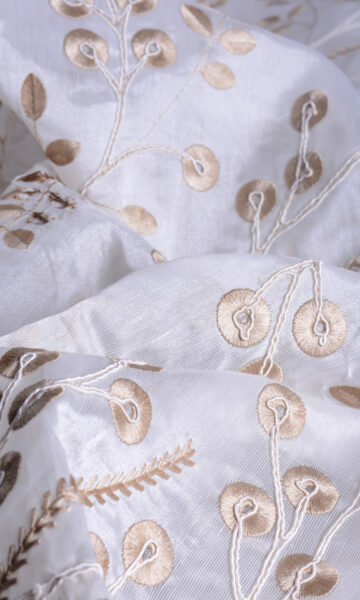 'Gold Mist' Nature Inspired Sheer Bespoke Drapes (White/ Golden Beige) - Image 5