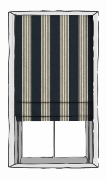 'Lights Out' Modern Striped Custom Curtains (Navy Blue/ Brown) - Image 4