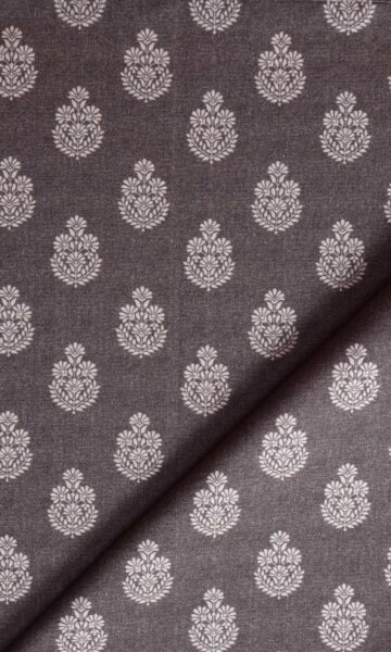 'Galib' Floral Cotton Made-to-Order Drapes (Charcoal Grey) - Image 4