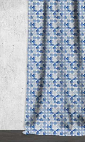 'Cloudless' Polka Dot Bespoke Curtains (Eggshell White/ Blue)