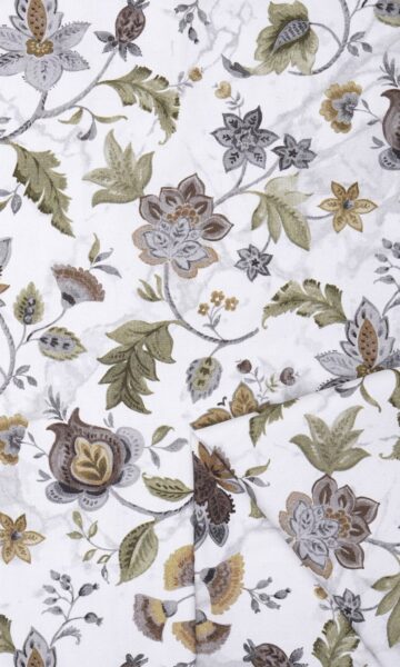 'Aafreen' Fabric Swatch (White/ Grey/ Green) - Image 5