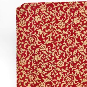 'Regal Red' Floral Velvet Made-to-Order Curtains (Beige/ Red)