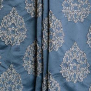 'Ensemble' Damask Custom Size Curtains (Navy Blue/ Gray)