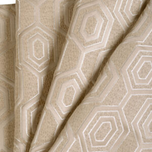 'Bily' Jacquard Honeycomb Patterned Custom Drapes (Beige)