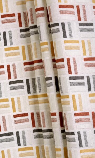 'Luz' Woven Geometric Custom Drapes (Red/ Yellow/ Black/ White) - Image 4