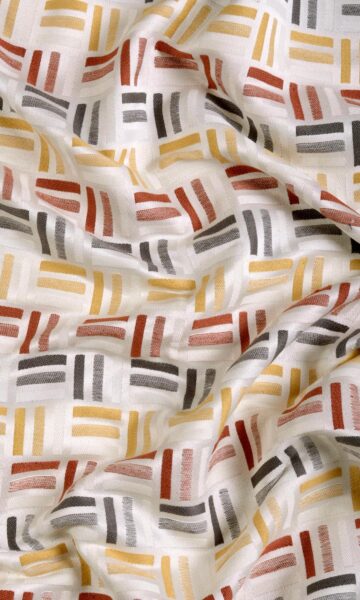 'Luz' Woven Geometric Custom Drapes (Red/ Yellow/ Black/ White) - Image 7