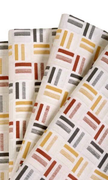 'Luz' Woven Geometric Custom Drapes (Red/ Yellow/ Black/ White) - Image 3