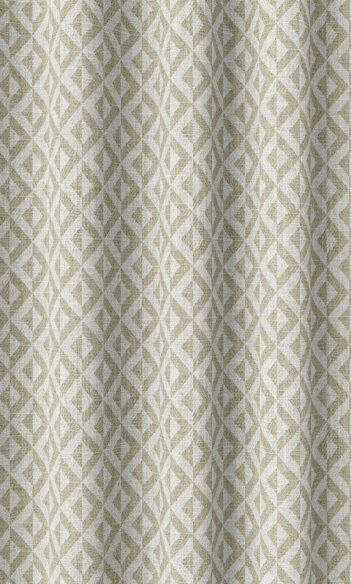 'Pissarro' Herringbone Print Custom Size Curtains (Beige/ White)
