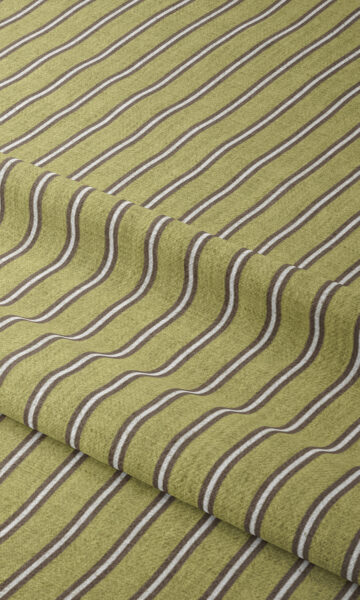 'Fern Green' Striped Bespoke Drapes (Chartreuse Green/ Brown) - Image 2