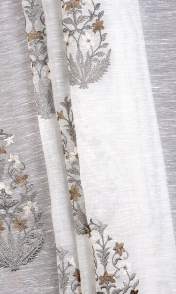 'Snehal' Fabric by the Yard (White/ Grey/ Brown) - Image 2