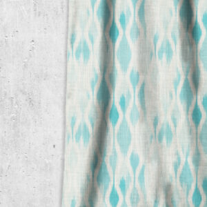 'Cool Britannia' Ikat-Style Custom Drapery (Eggshell White/ Blue)