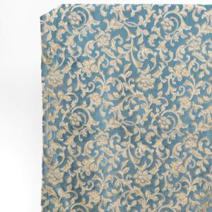 'Blue Regal' Floral Velvet Bespoke Curtains (Beige/ Brown/ Blue)