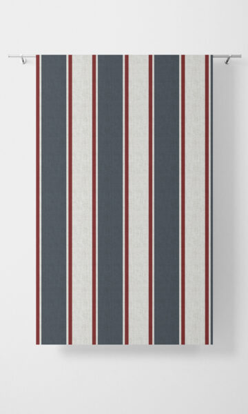 'Night Sky' Striped Made-to-Measure Curtains (Slate Grey/ Red) - Image 4