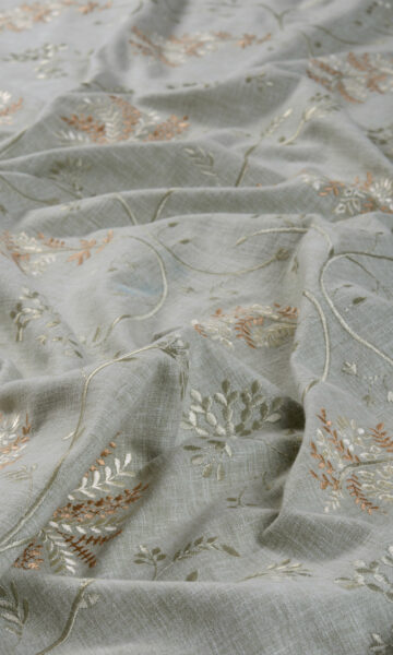 'Dinan' Floral Embroidery Custom Drapes (Gray-Green) - Image 7
