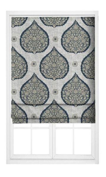 'Albert' Paisley Made-to-Order Curtain Panels (Navy Blue/ Beige) - Image 3