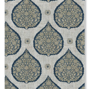 'Albert' Paisley Made-to-Order Curtain Panels (Navy Blue/ Beige)