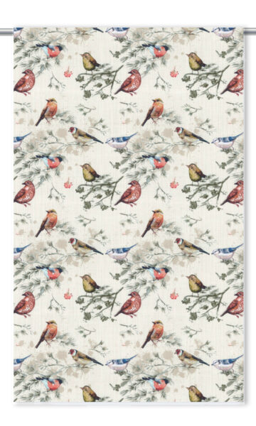 'Spring Lark' Bird-Print Cotton Window Drapes (Red/ Gray/ Blue/ Beige) - Image 2