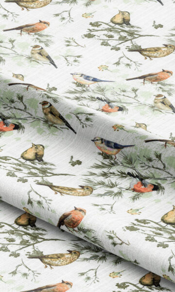 'Summer Lark' Bird-Print Cotton Window Blinds (Yellow/ Orange/ White) - Image 4
