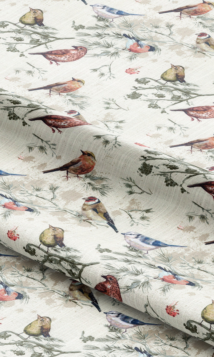 'Spring Lark' Fabric Swatch (Red/ Gray/ Blue/ Beige) - Image 4