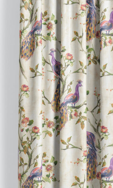 'Melfi' French Country Print Custom Drapes (Orange/ Green/ Purple) - Image 2