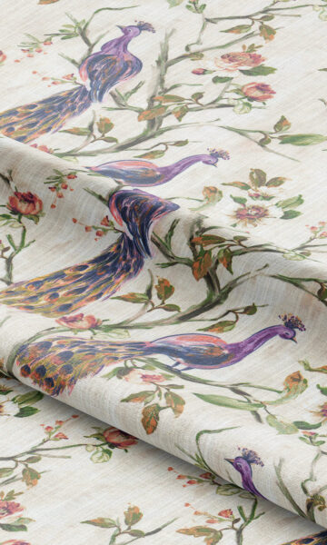 'Melfi' French Country Print Custom Drapes (Orange/ Green/ Purple) - Image 4