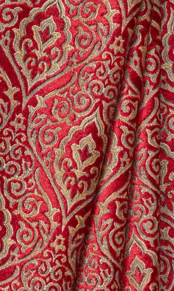 'Gilded Red' Damask Velvet Made-to-Measure Drapes (Beige/ Brown/ Red) - Image 2