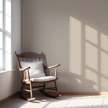 'Laurel' Neutral Small Floral Block Print Wallpaper (Beige/ White) - Image 5
