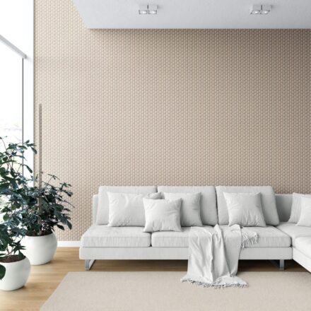 'Laurel' Neutral Small Floral Block Print Wallpaper (Beige/ White) - Image 6