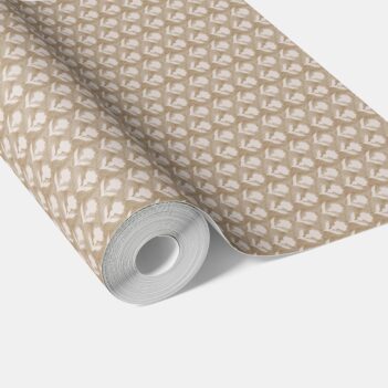 'Laurel' Neutral Small Floral Block Print Wallpaper (Beige/ White)