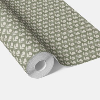 'Sion' Small Floral Block Print Wallpaper (Green/ White)