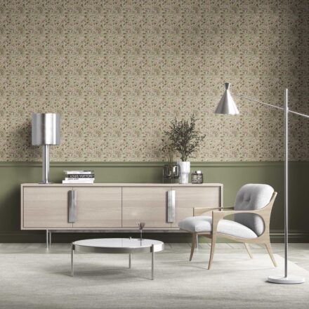 'Nostalgia' Modern Floral/ Botanical Wallpaper (Olive Green/ Brown/ Gold/ Beige) - Image 2