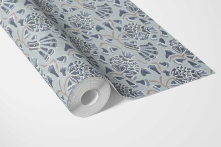 'Eridu Fields' Modern Floral/ Botanical Wallpaper (Slate Blue/ Gray) - Image 3