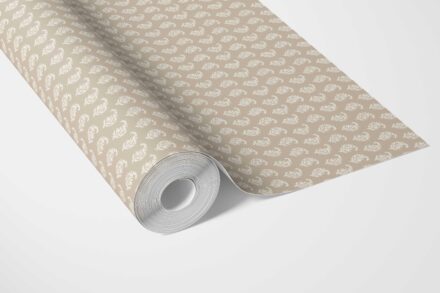 'Guamal' Neutral Small Paisley Floral Patterned Print Wallpaper (Beige/ White) - Image 2