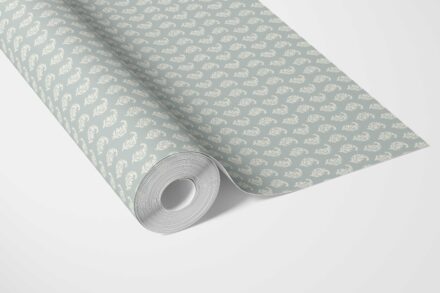 'Zaytun' Small Paisley Floral Patterned Print Wallpaper (Blue/ White) - Image 2