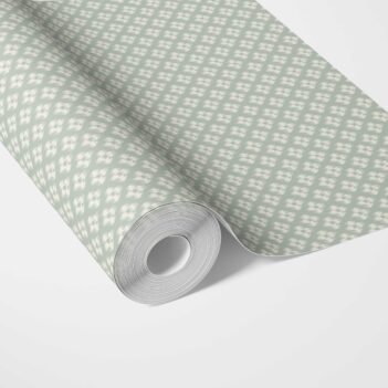 'Tenerife' Small Geometric Ikat-Style Floral Block Print Wallpaper (Duck Egg Blue/ White)