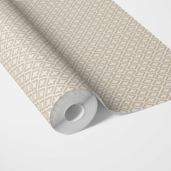 'Cypriot' Neutral Geometric Diamond Lattice Wallpaper (Beige/ Light Brown/ White)