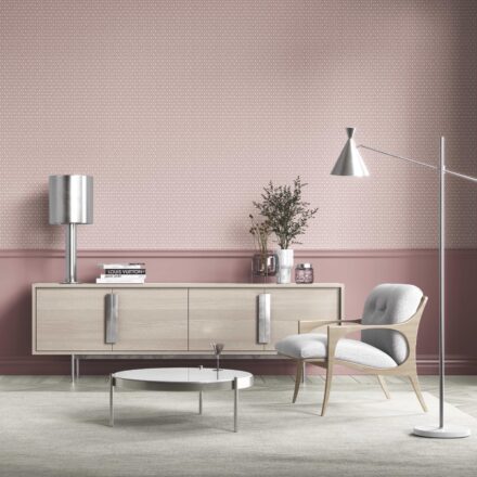'Byzantine' Geometric Diamond Lattice Wallpaper (Pink/ White) - Image 3