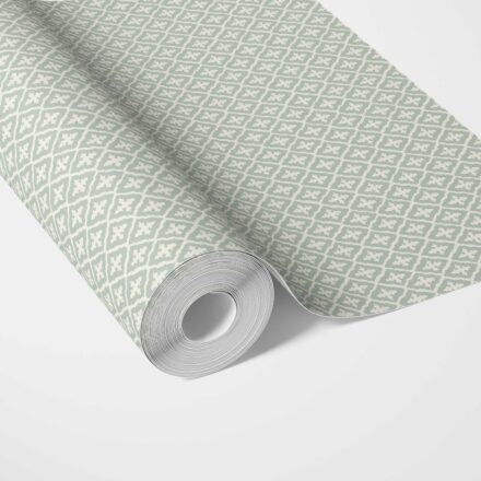 'Marjon' Geometric Diamond Lattice Wallpaper (Green/ White)