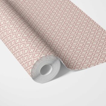 'Alpaca' Geometric Diamond Lattice Wallpaper (Dusty Rose Pink/ White)