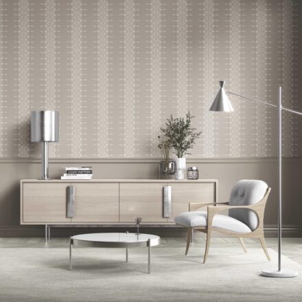'Campanula' Neutral Floral Striped Wallpaper (Gray/ Off White) - Image 2