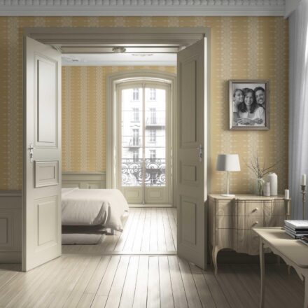 'Getty' Floral Striped Wallpaper (Yellow/ Off-White) - Image 4