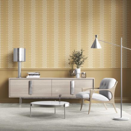 'Getty' Floral Striped Wallpaper (Yellow/ Off-White) - Image 2