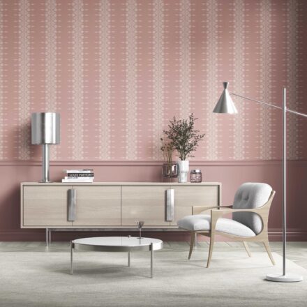 'Petal' Floral Striped Wallpaper (Pink/ Off-White) - Image 2