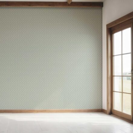 'Capers' Small Diamond Lattice/ Textured Check Wallpaper (Green-Gray/ White) - Image 7