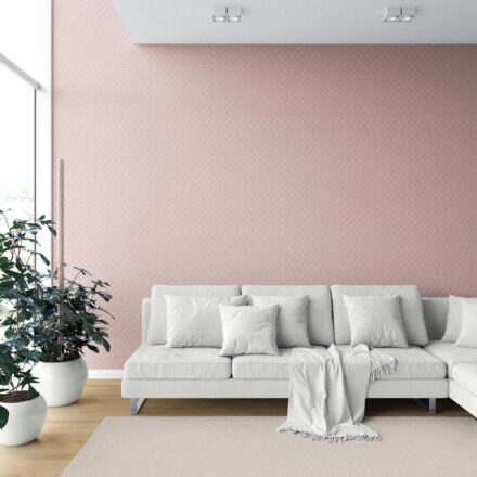 'Chestnut' Small Diamond Lattice/ Textured Check Wallpaper (Pink/ White) - Image 6