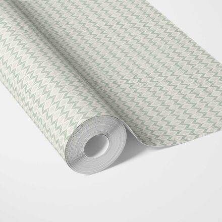 'Albi' Geometric Ikat Striped Wallpaper (Duck Egg Blue/ White)