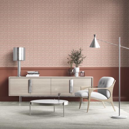 'Slate Crest' Geometric Ikat Striped Wallpaper (Brick Red/ White) - Image 3